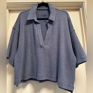 Aerie Blue Textured Knit Top and Skirt Set